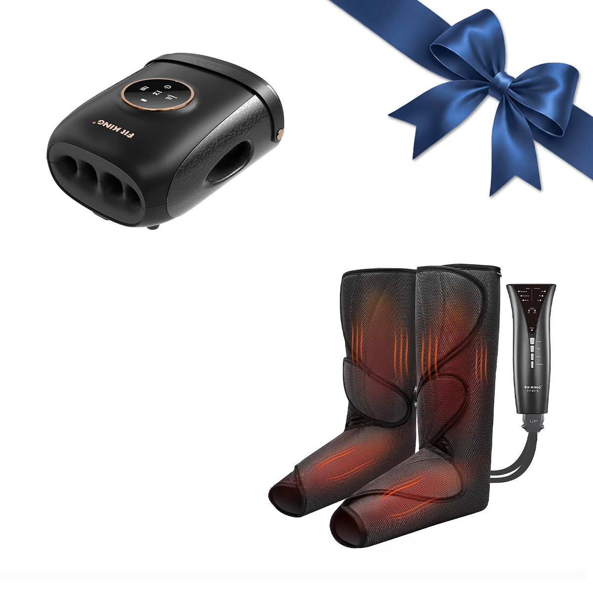 FIT KING Advanced Leg Compression Massager with Heat FT-057A & Finger and Hand Massager with Heat FT-095H