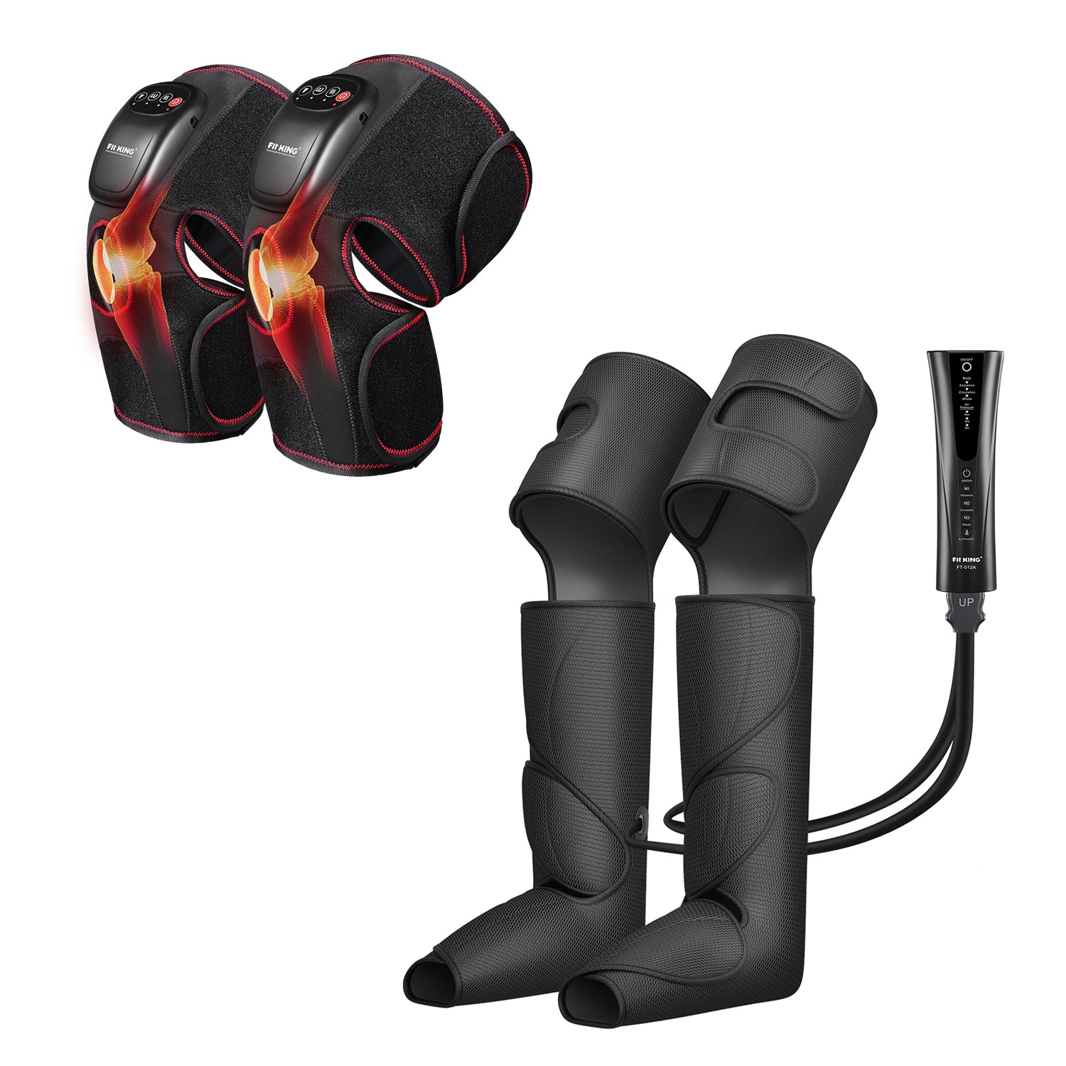 FIT KING Full Leg Air Compression Massager FT-012A & Knee Massager FT-032K