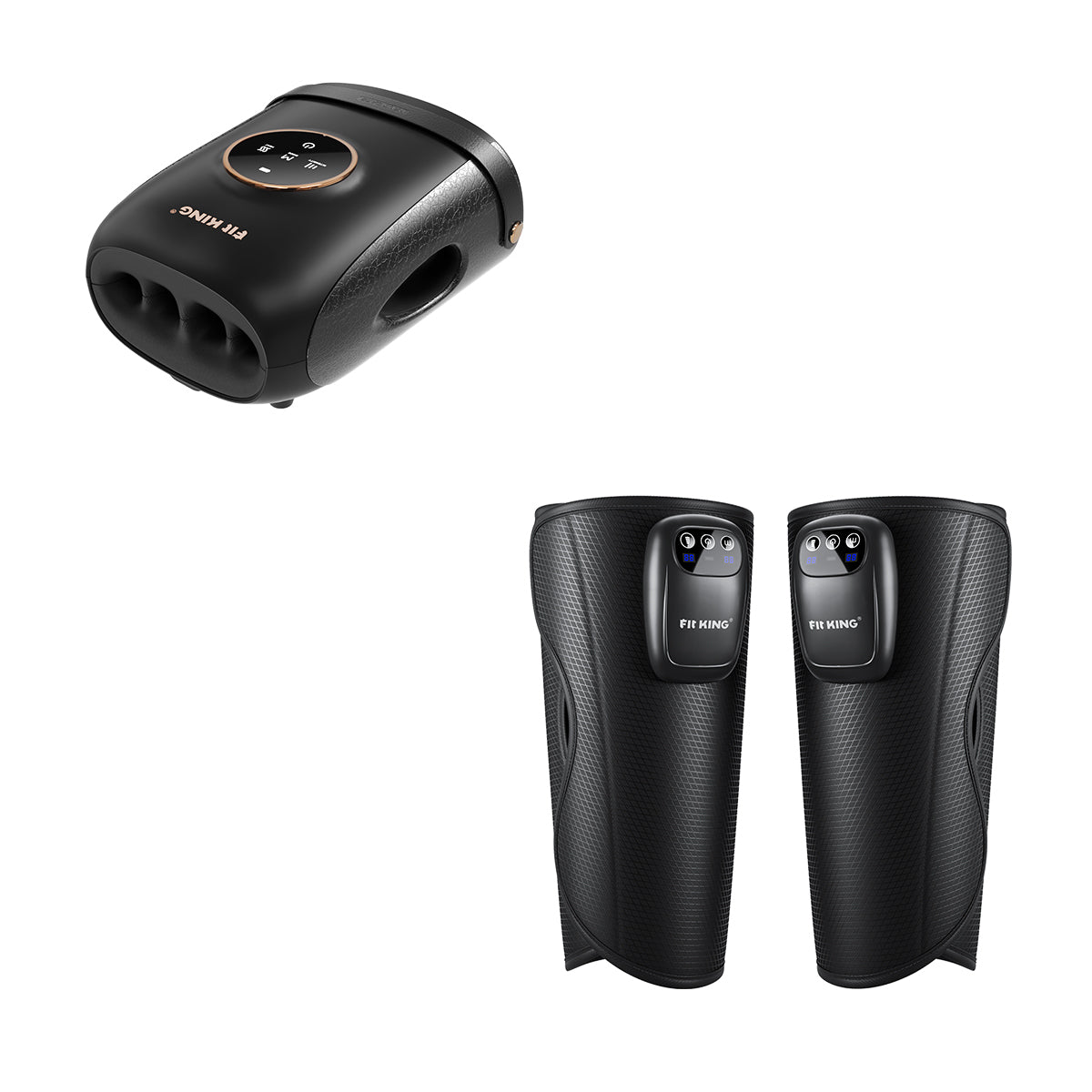 FIT KING Cordless Leg Massager for On-the-Go Relief FT-058A & FIT KING Finger and Hand Massager with Heat FT-095H