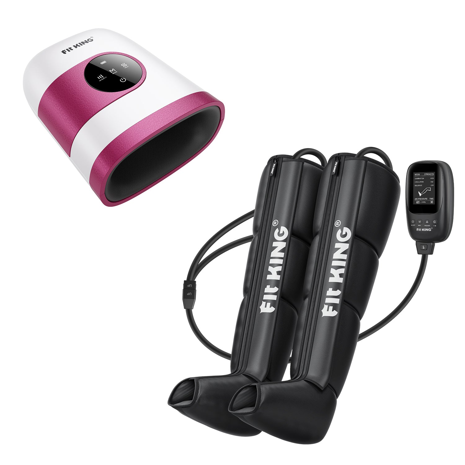 FIT KING Advanced Foot and Leg Air Massage Boots for Revitalized Circulation FT-082A & Hand Massager with Heat Therapy FT-085H