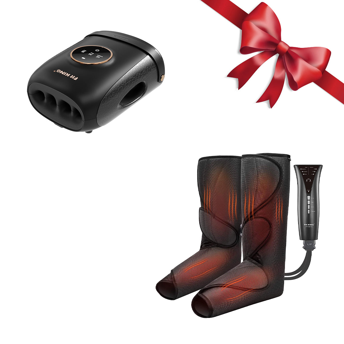 FIT KING Advanced Leg Compression Massager with Heat FT-057A & Finger and Hand Massager with Heat FT-095H