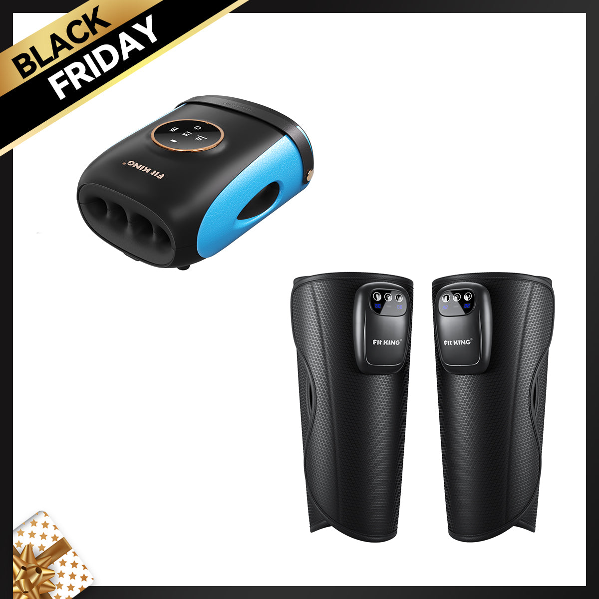 FIT KING Cordless Leg Massager for On-the-Go Relief FT-058A & FIT KING Finger and Hand Massager with Heat FT-095H