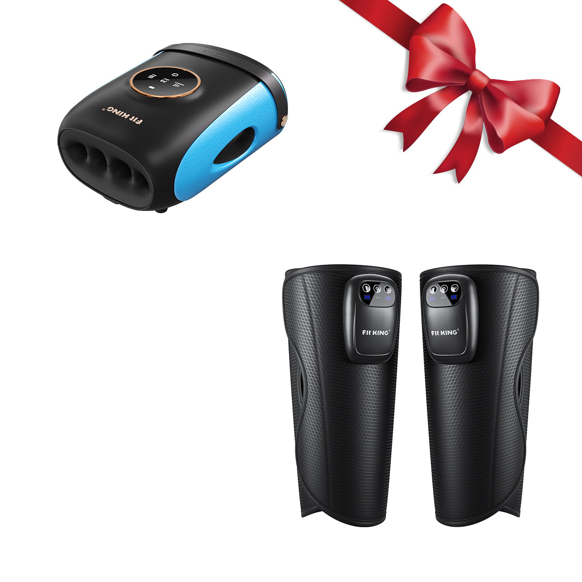 FIT KING Cordless Leg Massager for On-the-Go Relief FT-058A & FIT KING Finger and Hand Massager with Heat FT-095H