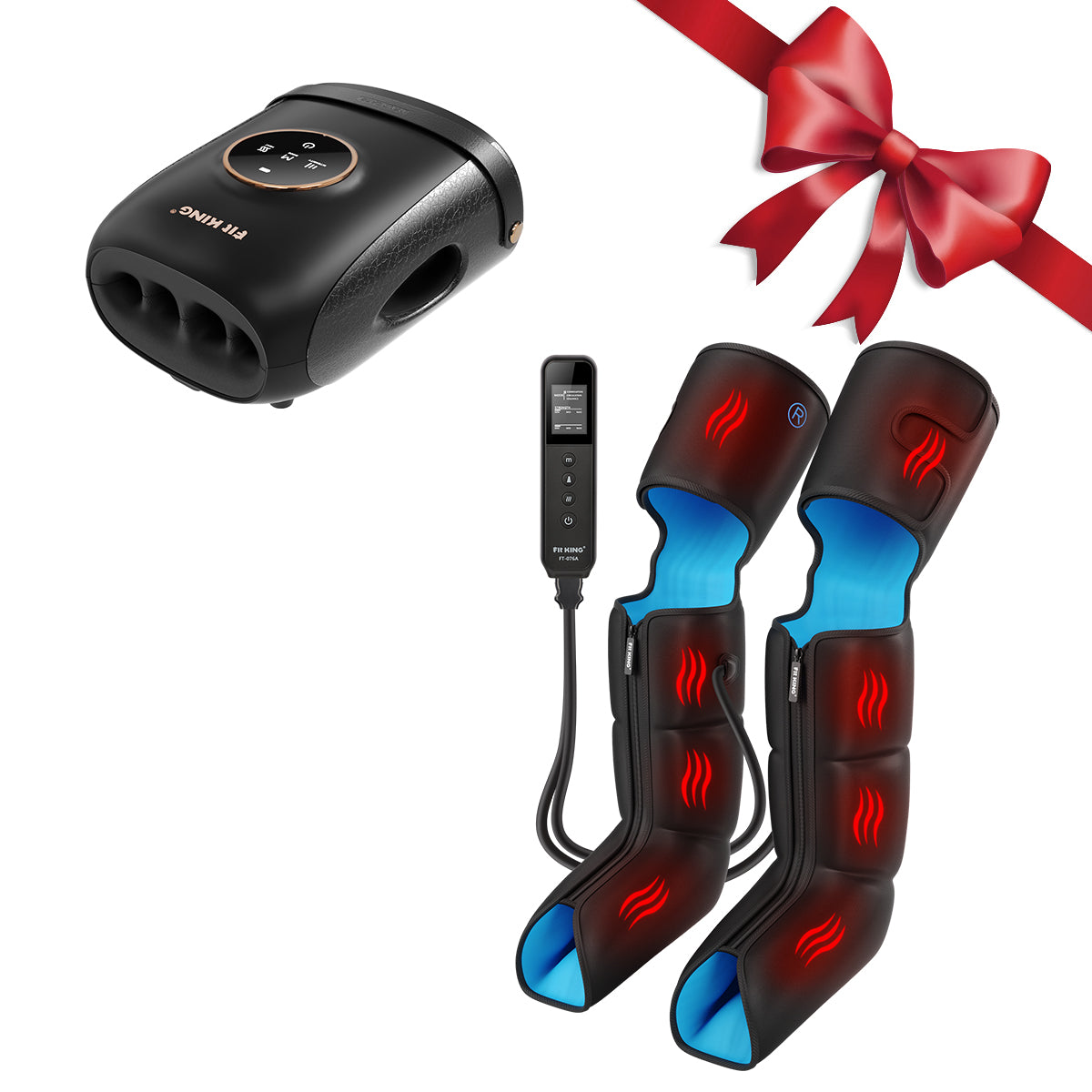 FIT KING Premium Full Leg Massager with Heat FT-076A & Finger and Hand Massager with Heat FT-095H