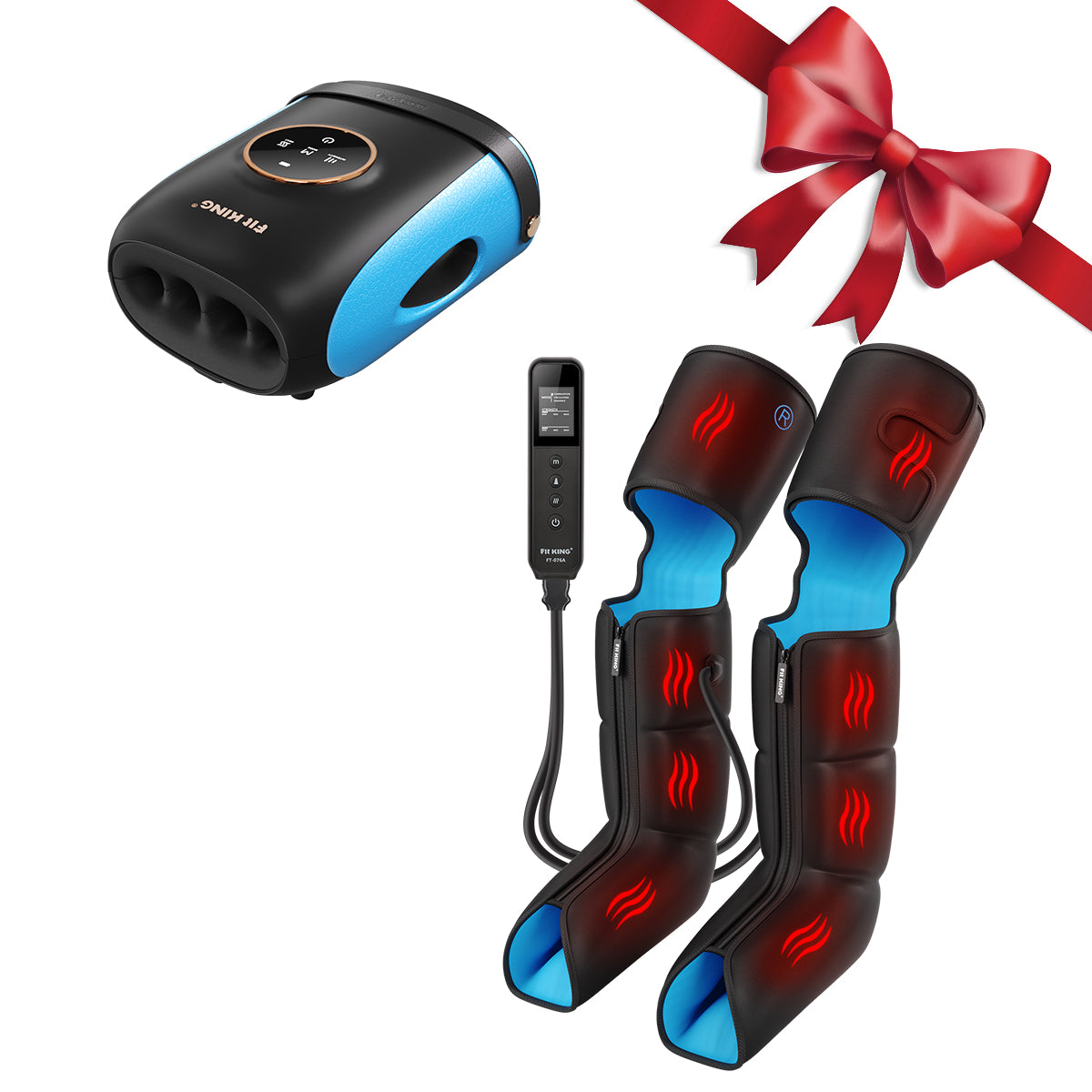 FIT KING Premium Full Leg Massager with Heat FT-076A & Finger and Hand Massager with Heat FT-095H