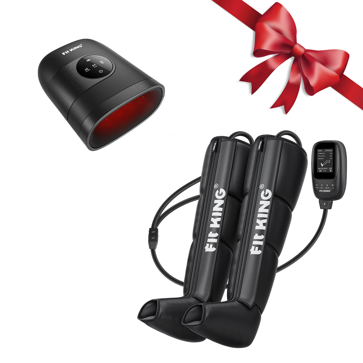 FIT KING Advanced Foot and Leg Air Massage Boots for Revitalized Circulation FT-082A & Hand Massager with Heat Therapy FT-085H