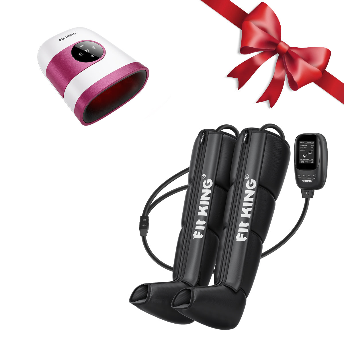 FIT KING Advanced Foot and Leg Air Massage Boots for Revitalized Circulation FT-082A & Hand Massager with Heat Therapy FT-085H