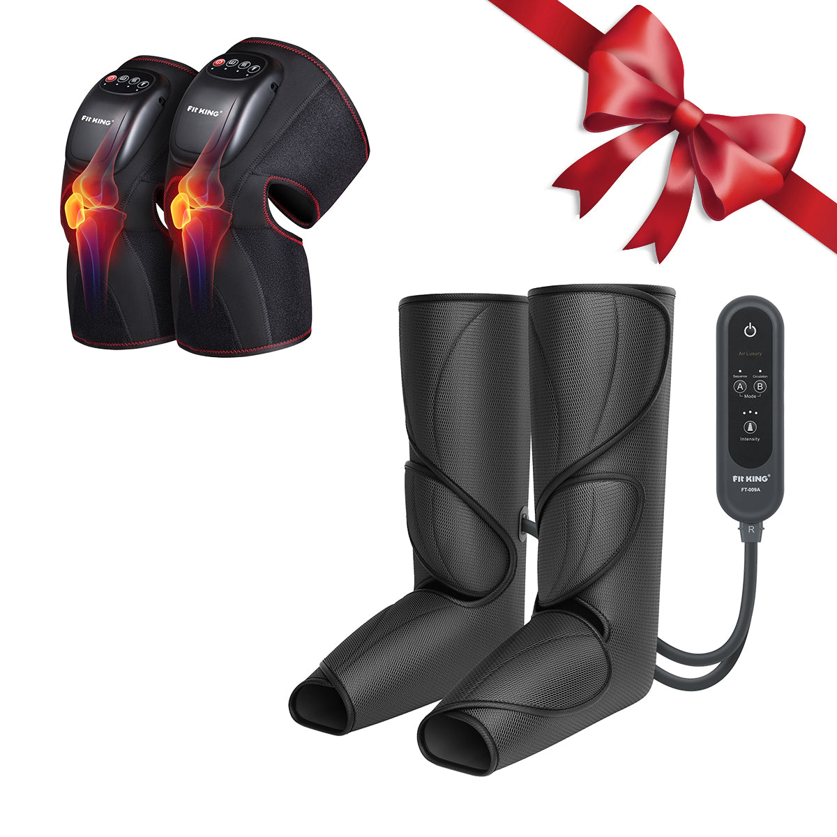 FIT KING Advanced Leg & Foot Compression Massager FT-009A & Knee Massager FT-032K