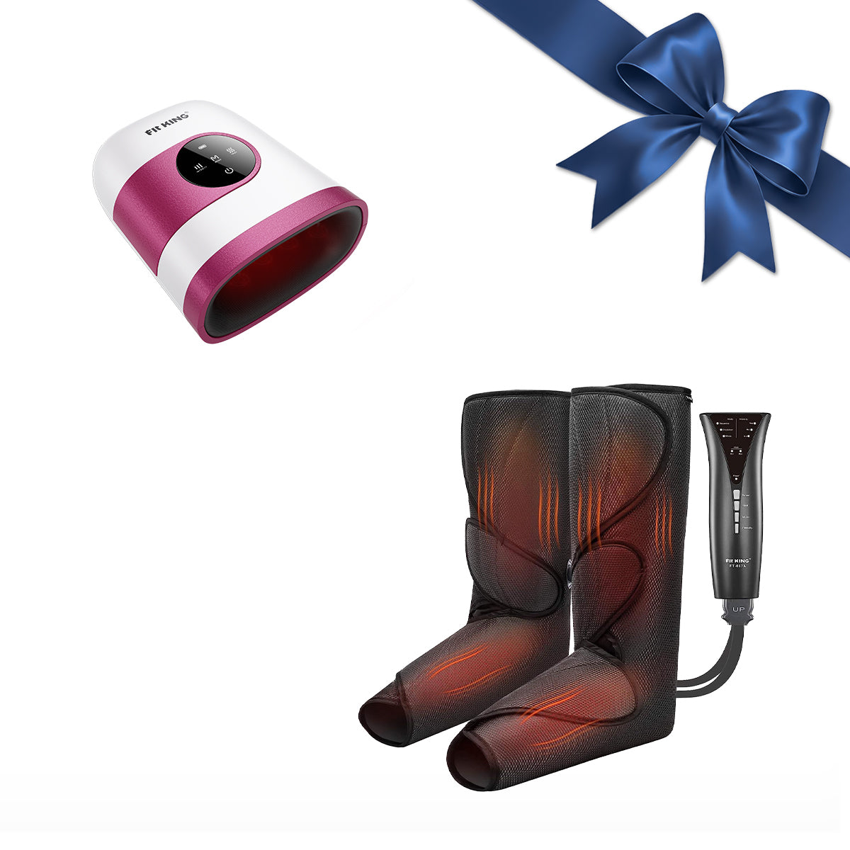 FIT KING Advanced Leg Compression Massager with Heat FT-057A & Hand Massager with Heat FT-085H