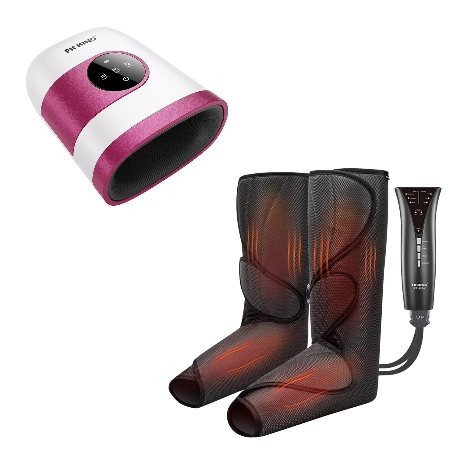 FIT KING Advanced Leg Compression Massager with Heat FT-057A & Hand Massager with Heat FT-085H