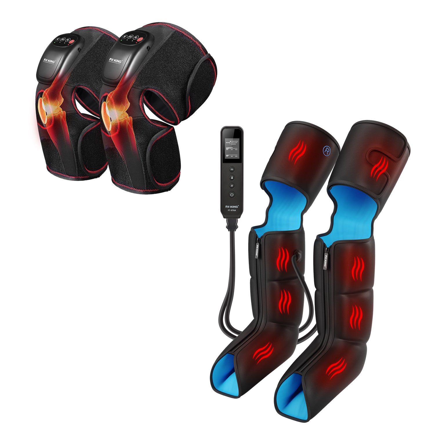 FIT KING Premium Full Leg Massager with Heat FT-076A/FT-099A & Knee Massager FT-032K
