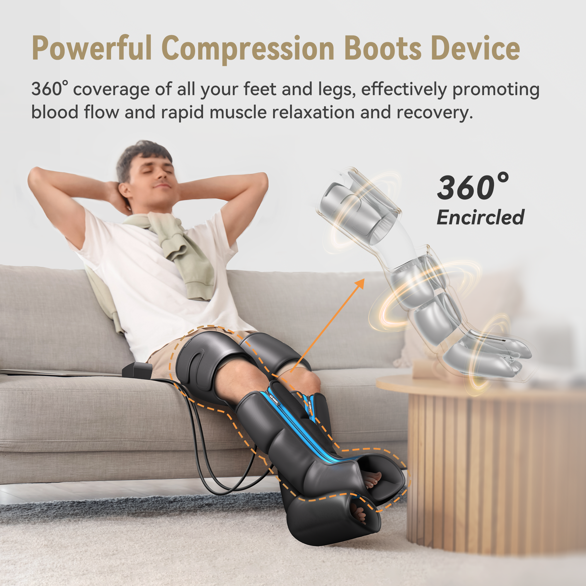 FIT KING Rechargeable & Cordless Air Compression Full Leg Boots Massager | FT-119A