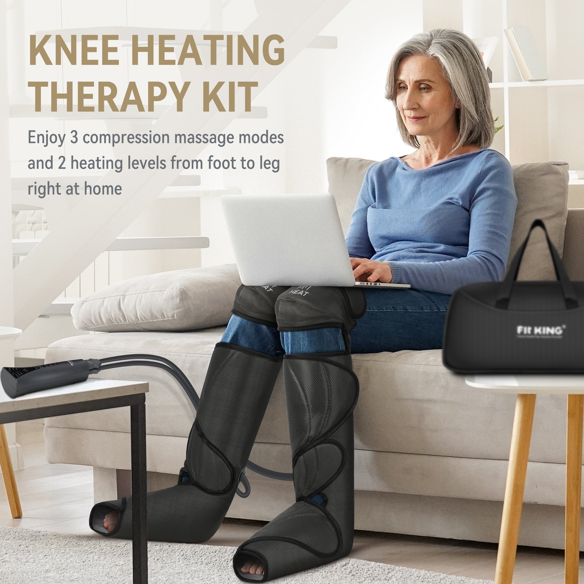 FIT KING Therapeutic Leg and Foot Massager with Knee Heat | FT-011A