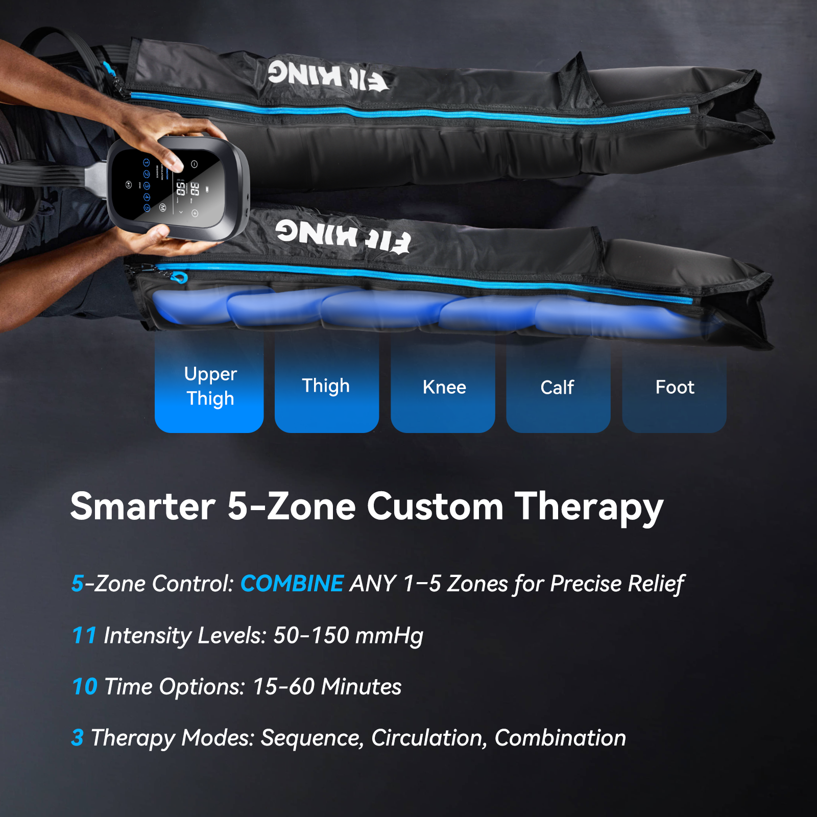 *Newest* FIT KING 5-Zone Faster Recovery System Massager Boots & Hand Massager with Heat Therapy FT-085H