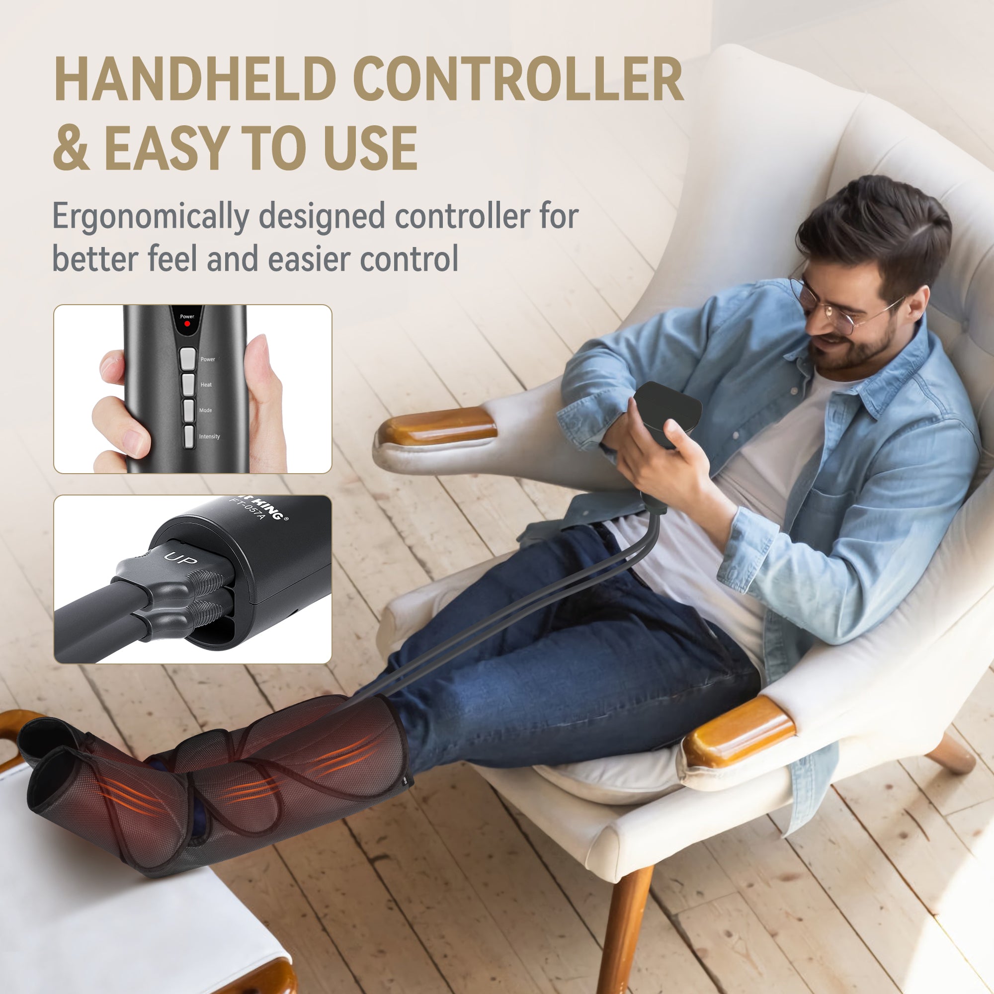 FIT KING Advanced Foot & Leg Compression Massager with Heat Therapy | FT-057A
