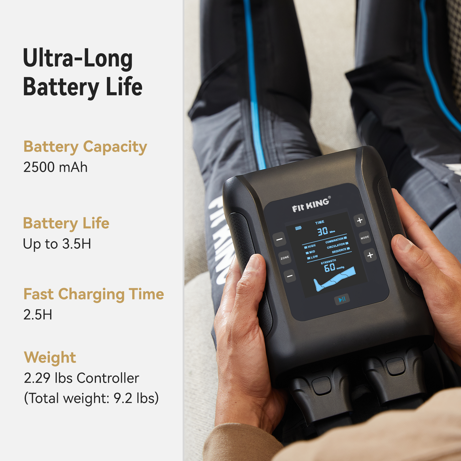 wmt FIT KING Recovery Power Pro Full Leg Compression Massage Boots | FT-091A&109A