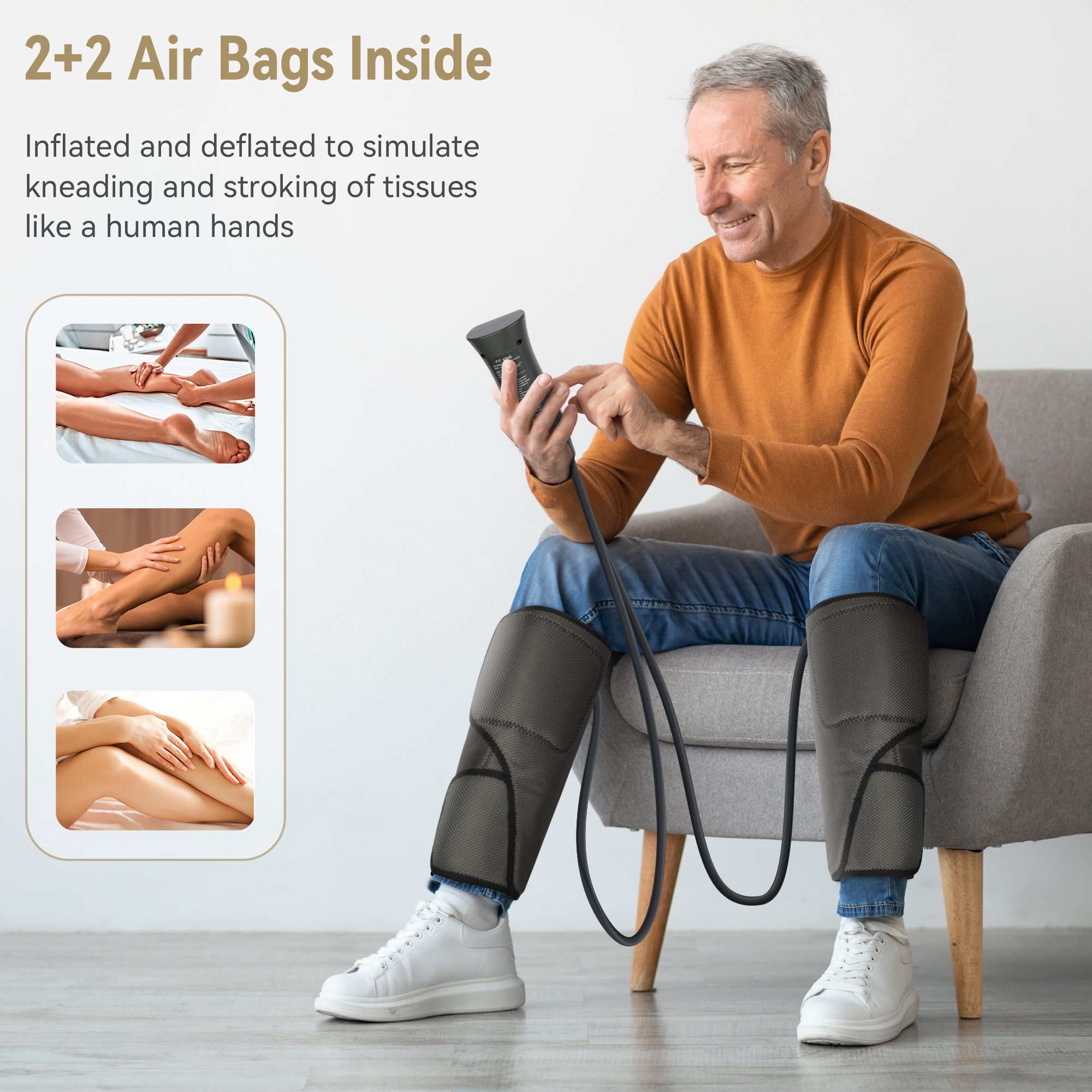 FIT KING Leg Massager for Circulation, Calf Air Compression Massager with Heat, Gift for Mom Dad Women Men FSA/HSA Eligible