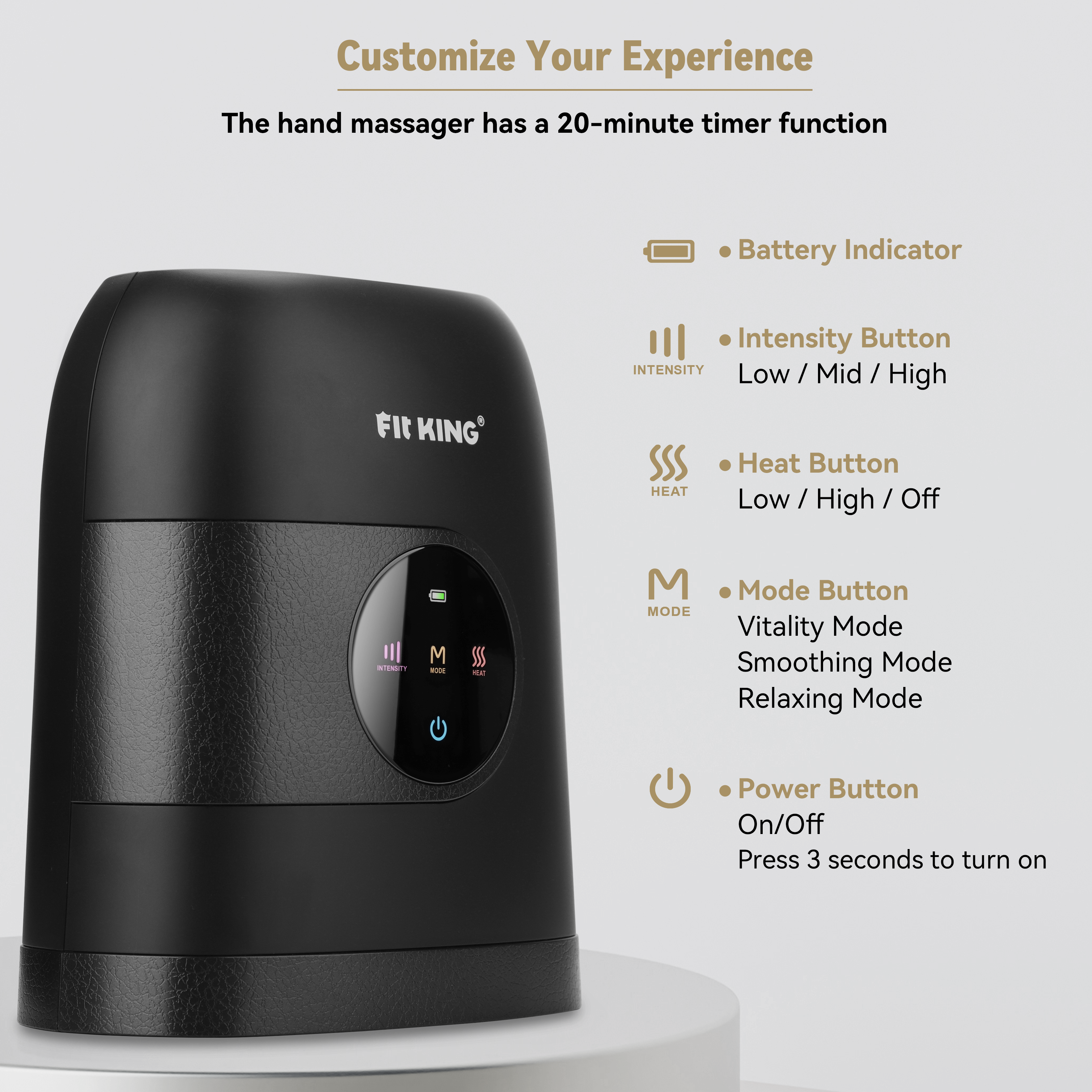 FIT KING Hand Massager with Advanced Heat Therapy | FT-085H