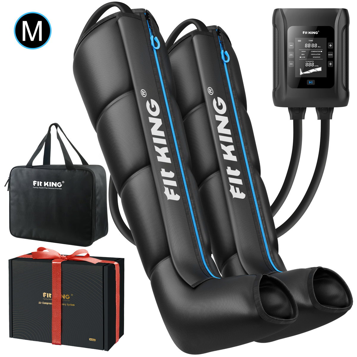 FIT KING Professional Air Compression Leg Recovery System, Rechargeable Full Leg Massage Boots, Leg Compression Massager for Fast Recovery and Improved Circulation