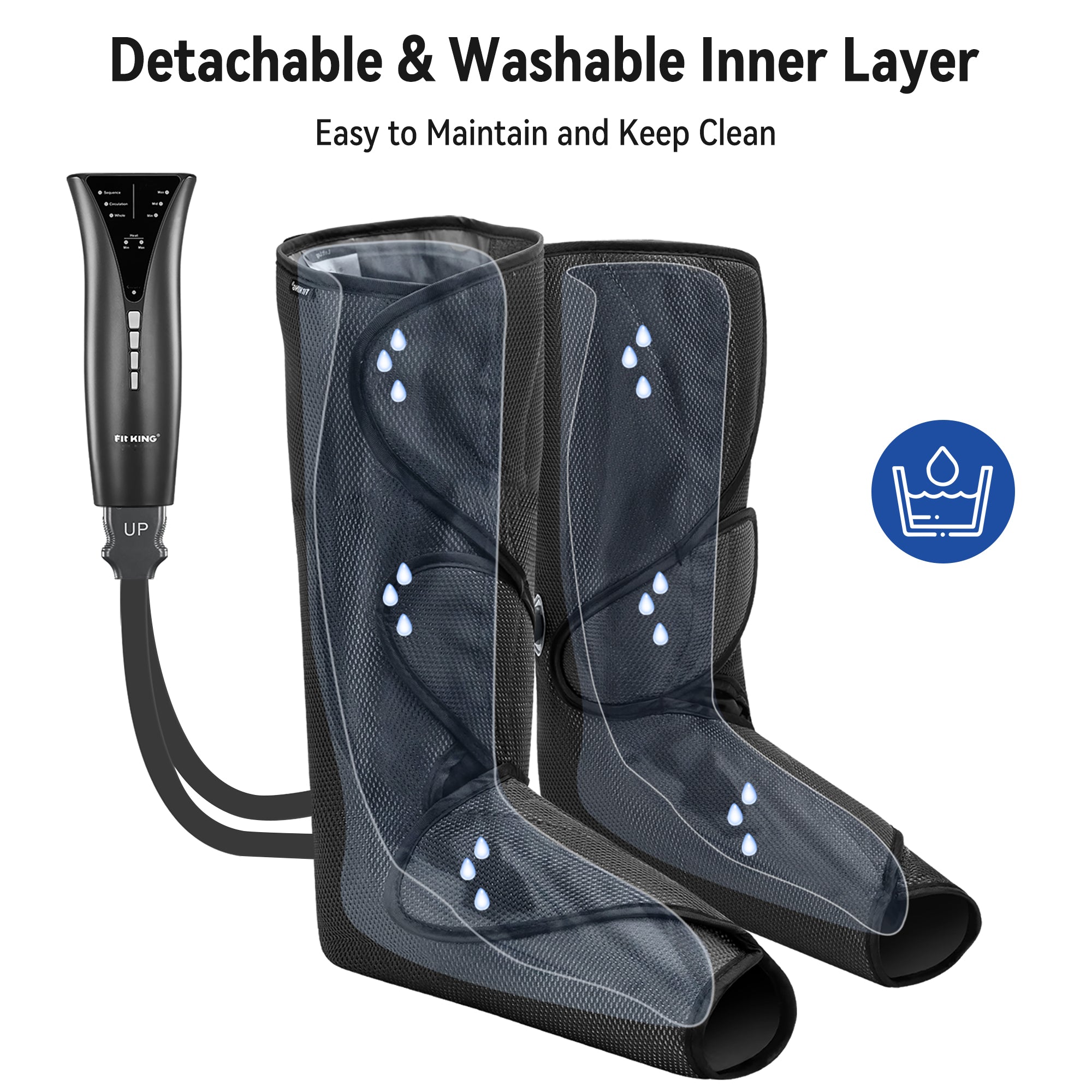 FIT KING Leg Massager with Heat, Leg and Foot Massager for Circulation, with Handheld Controller 3 Modes 3 Intensities 2 Heating Levels, 2 Extensions FSA/HSA Eligible Soothe, Relax, and Rejuvenate Your Legs and Feet