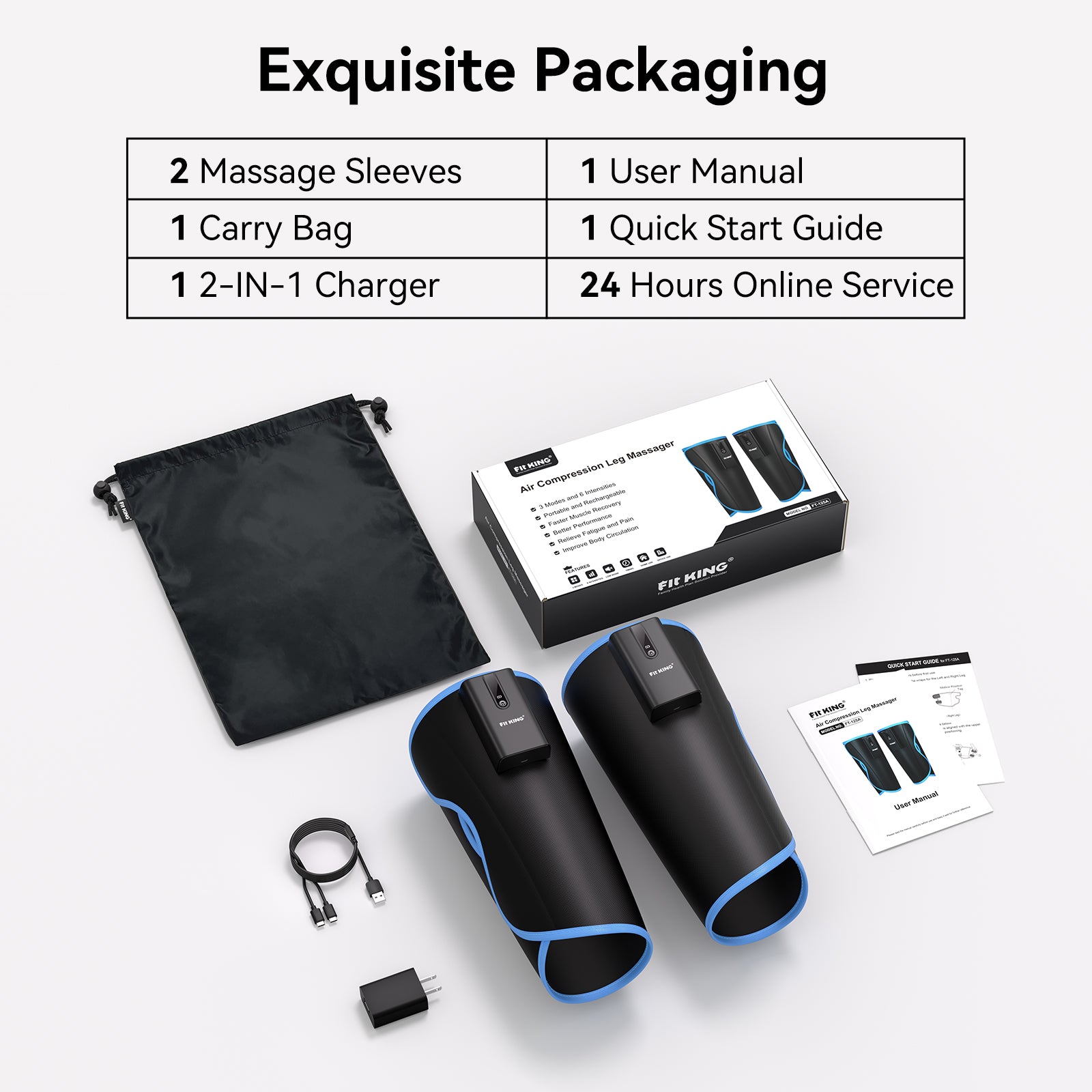 *New* FIT KING Upgraded Cordless Calf Massager with Heat & Compression Leg Massager for Circulation | FT-125A / 126A