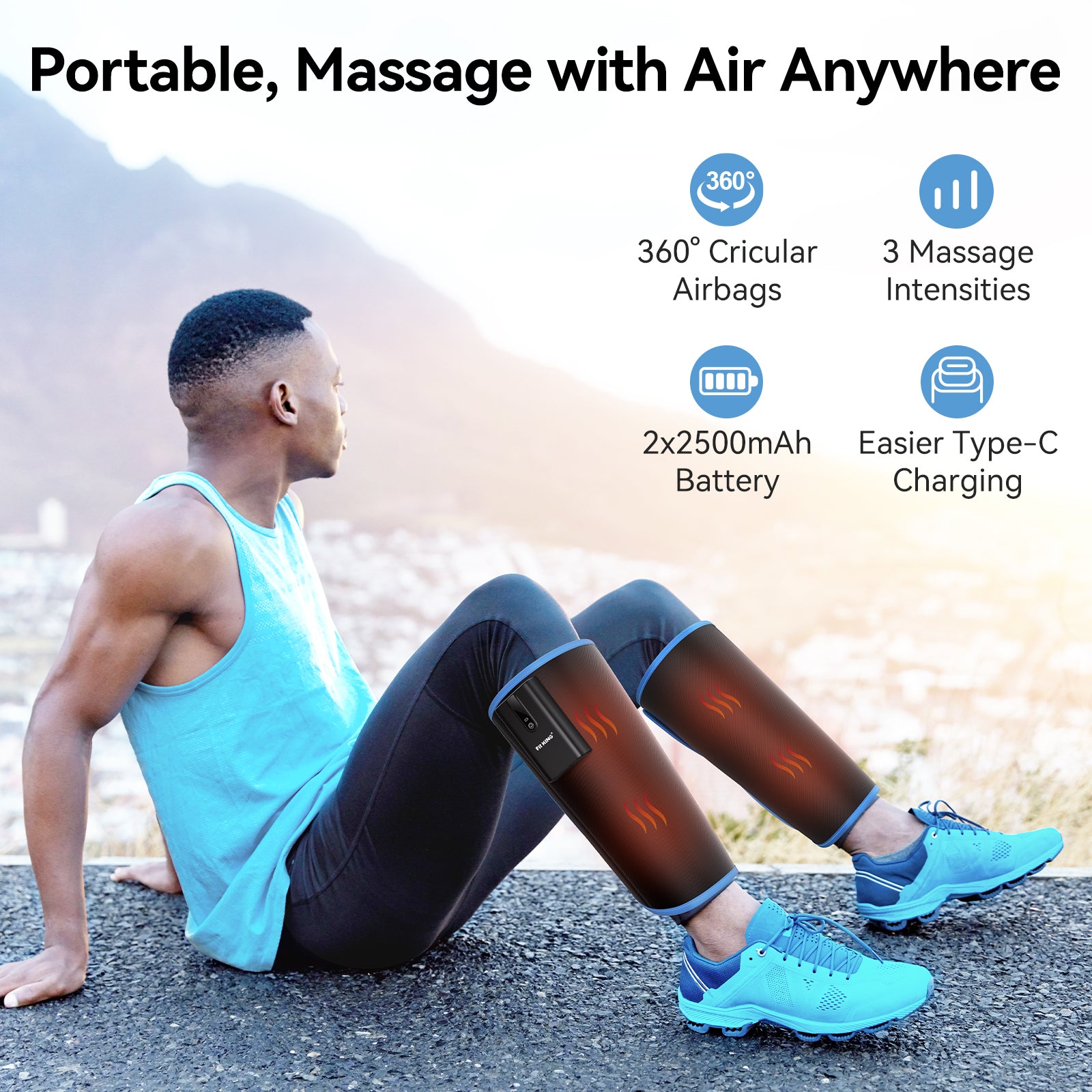 FIT KING Heated & EMS Foot Stimulator FT-036F & Cordless Calf Massager with Heat FT-125A / 126A