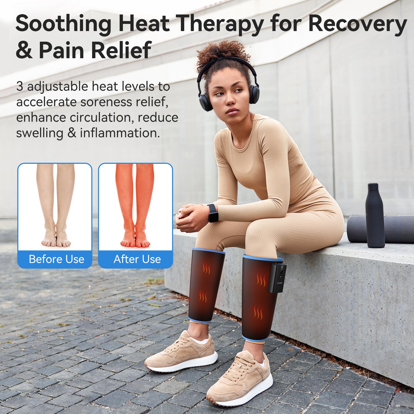 *New* FIT KING Upgraded Cordless Calf Massager with Heat & Compression Leg Massager for Circulation | FT-125A / 126A