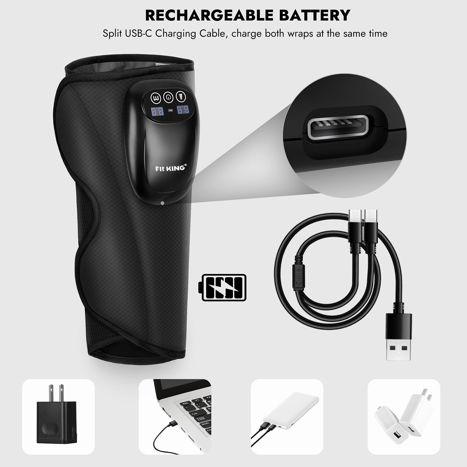 FIT KING Cordless Leg Massager for On-the-Go Relief FT-058A & FIT KING Finger and Hand Massager with Heat FT-095H