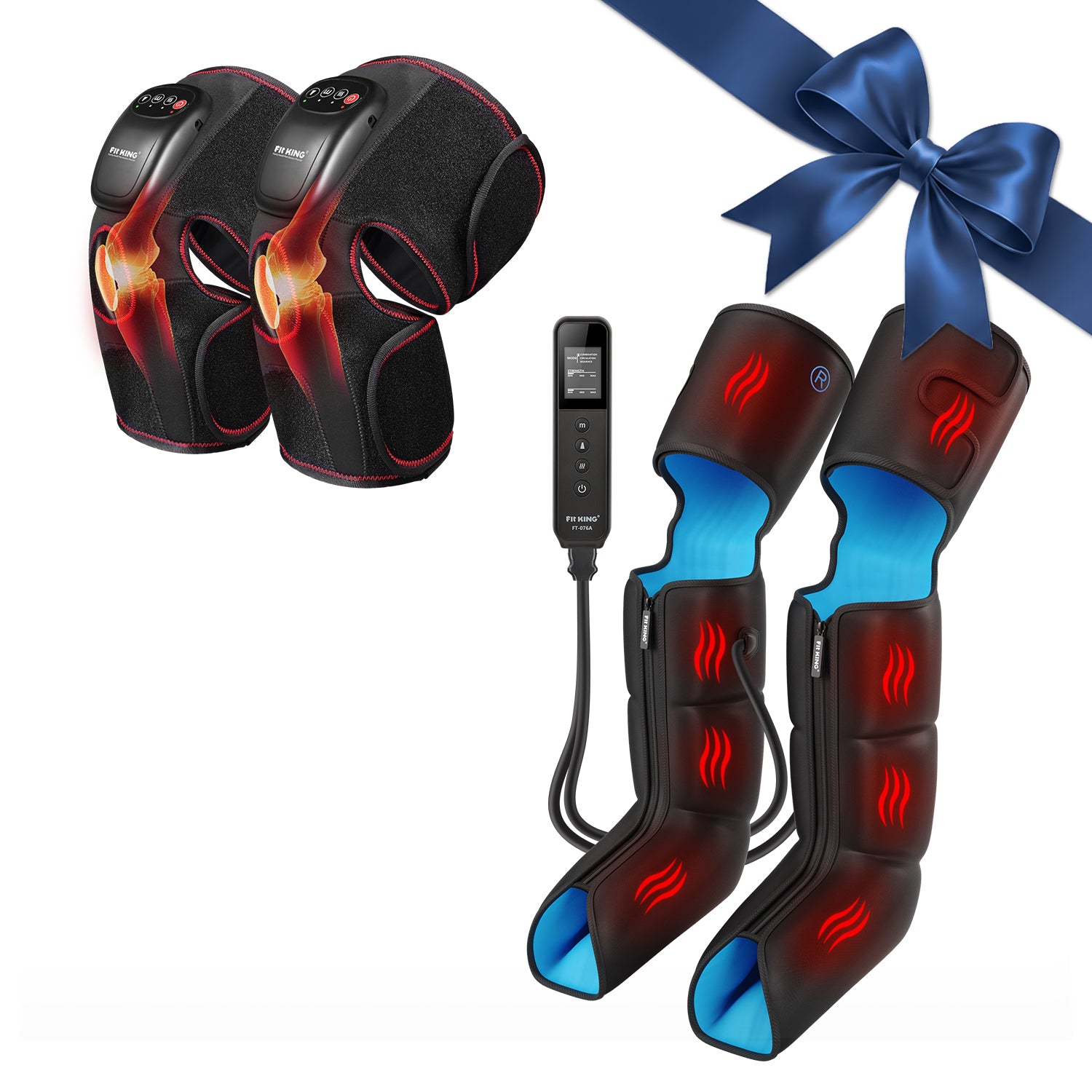 FIT KING Premium Full Leg Massager with Heat FT-076A & Knee Massager FT-032K