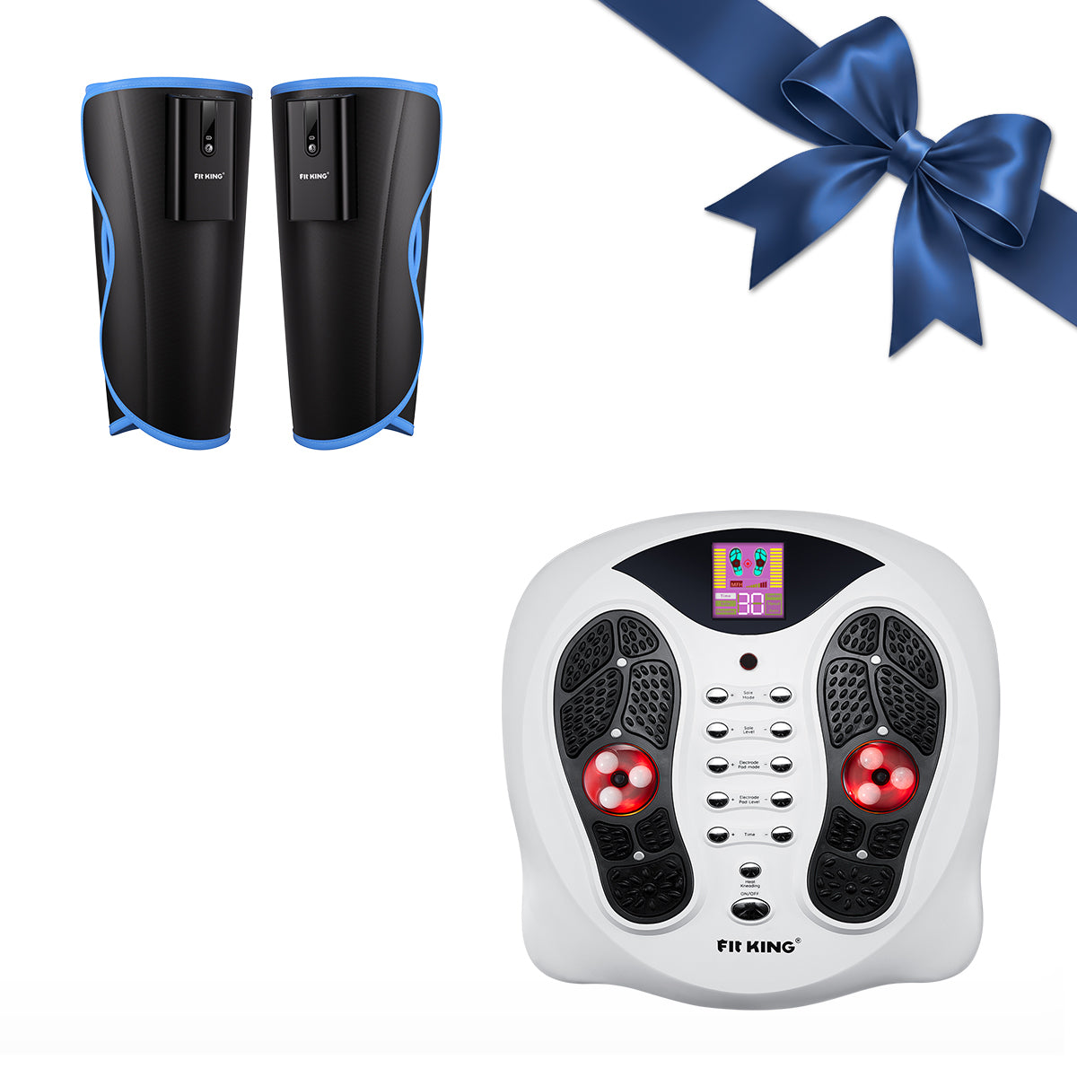 FIT KING Heated & EMS Foot Stimulator FT-036F & Cordless Calf Massager with Heat FT-125A / 126A