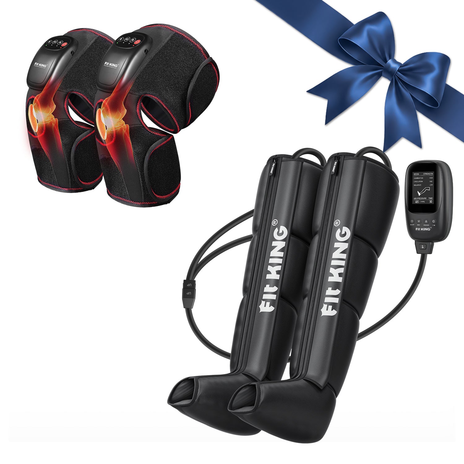 FIT KING Advanced Foot and Leg Air Massage Boots for Revitalized Circulation FT-082A & Knee Massager FT-032K