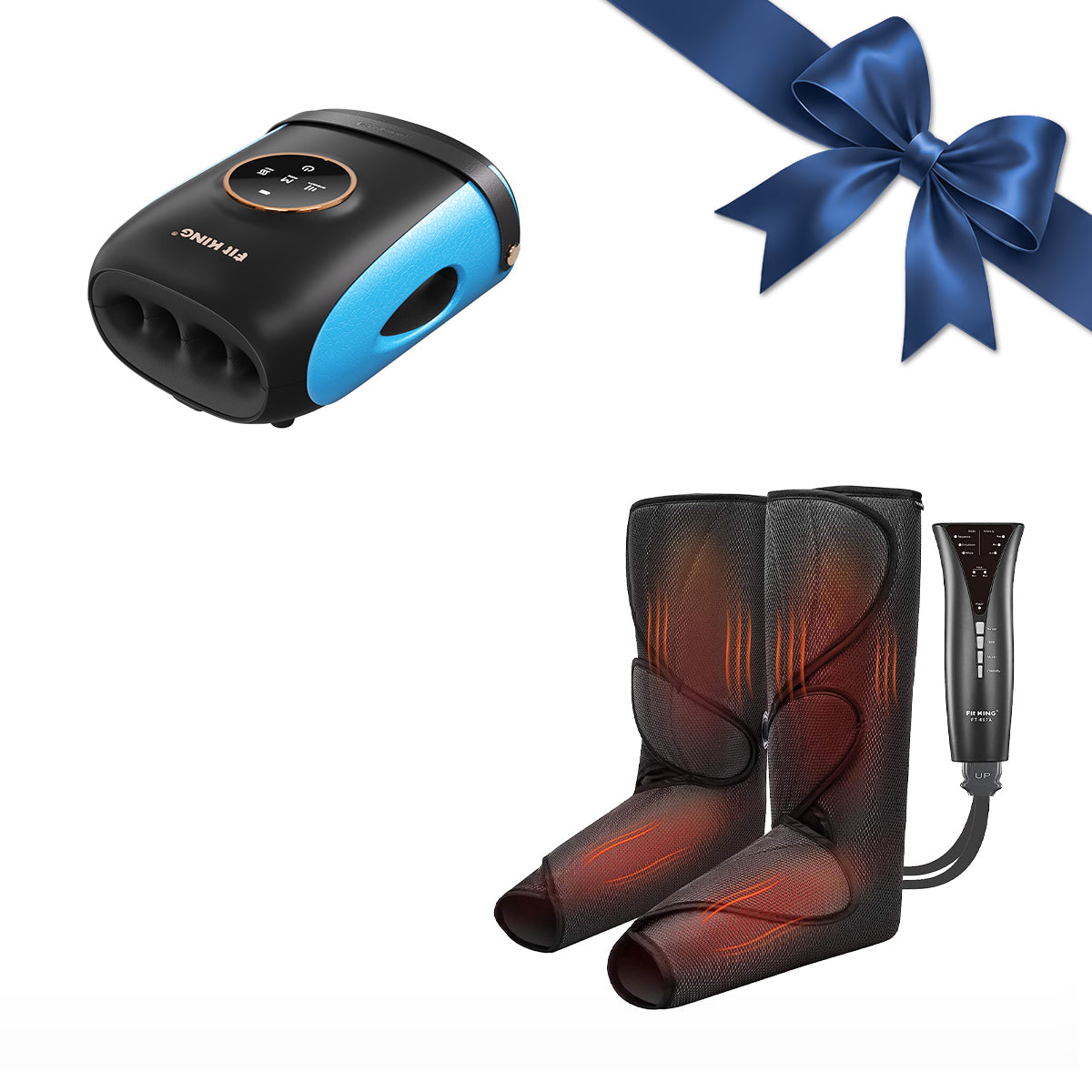 FIT KING Advanced Leg Compression Massager with Heat FT-057A & Finger and Hand Massager with Heat FT-095H
