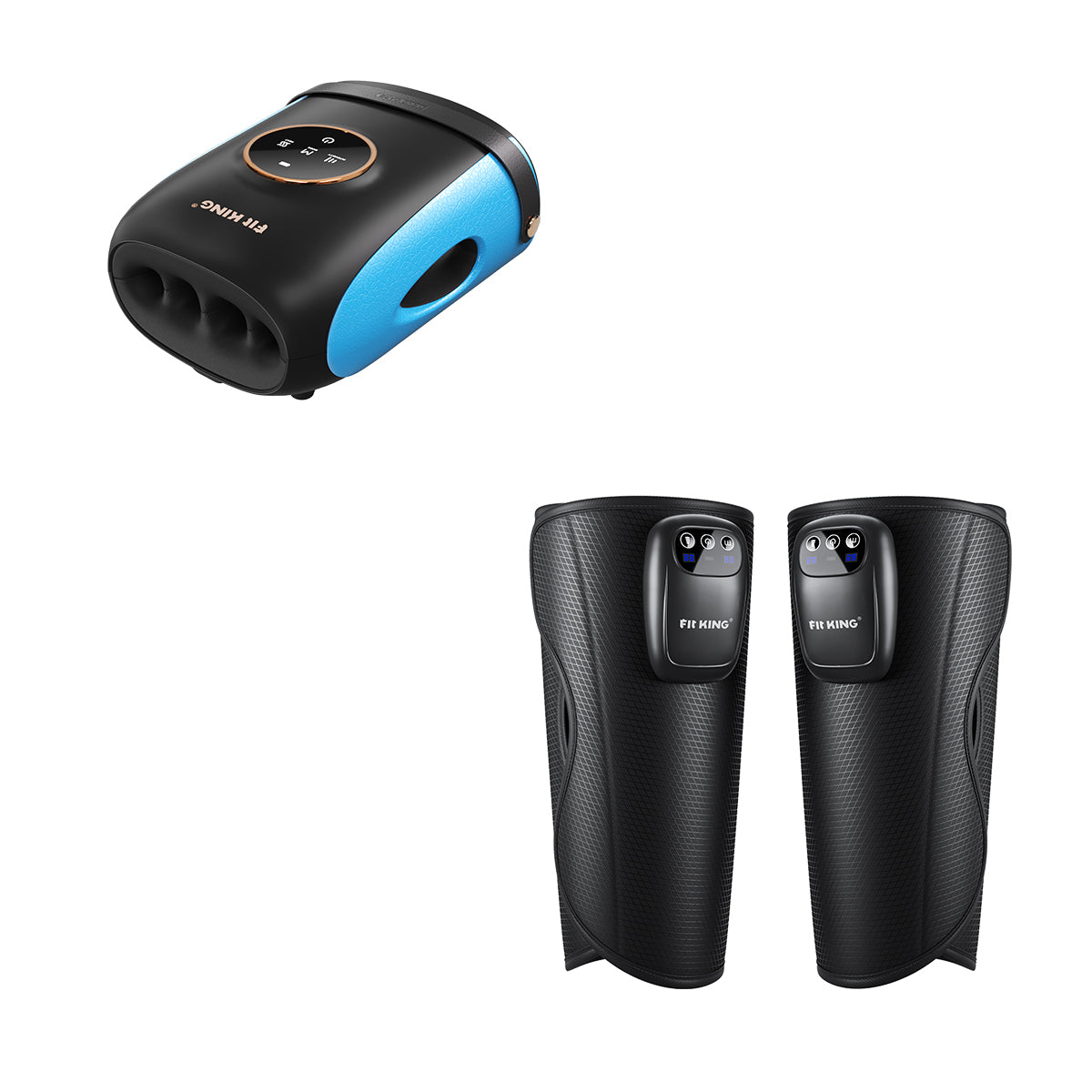 FIT KING Cordless Leg Massager for On-the-Go Relief FT-058A & FIT KING Finger and Hand Massager with Heat FT-095H