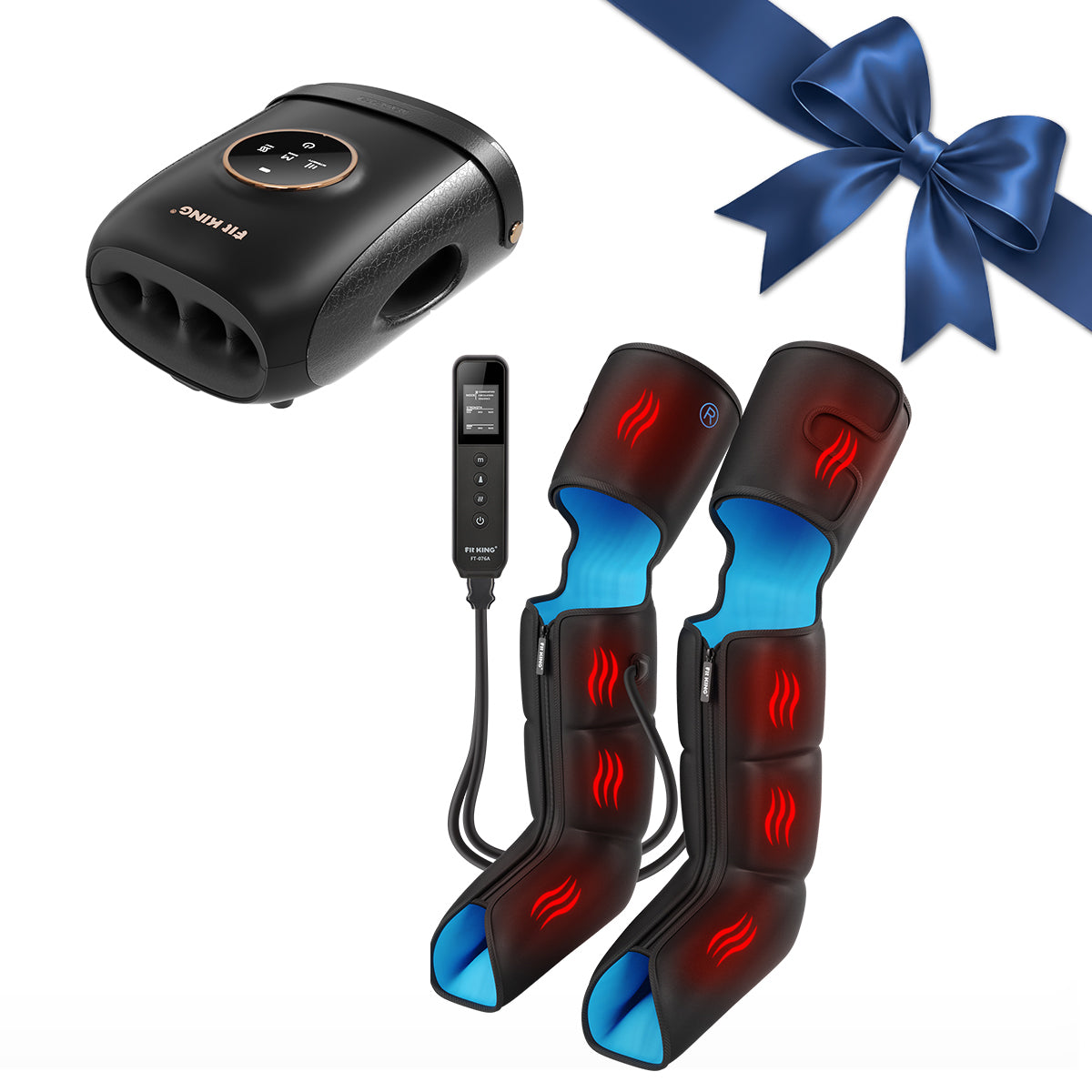 FIT KING Premium Full Leg Massager with Heat FT-076A & Finger and Hand Massager with Heat FT-095H