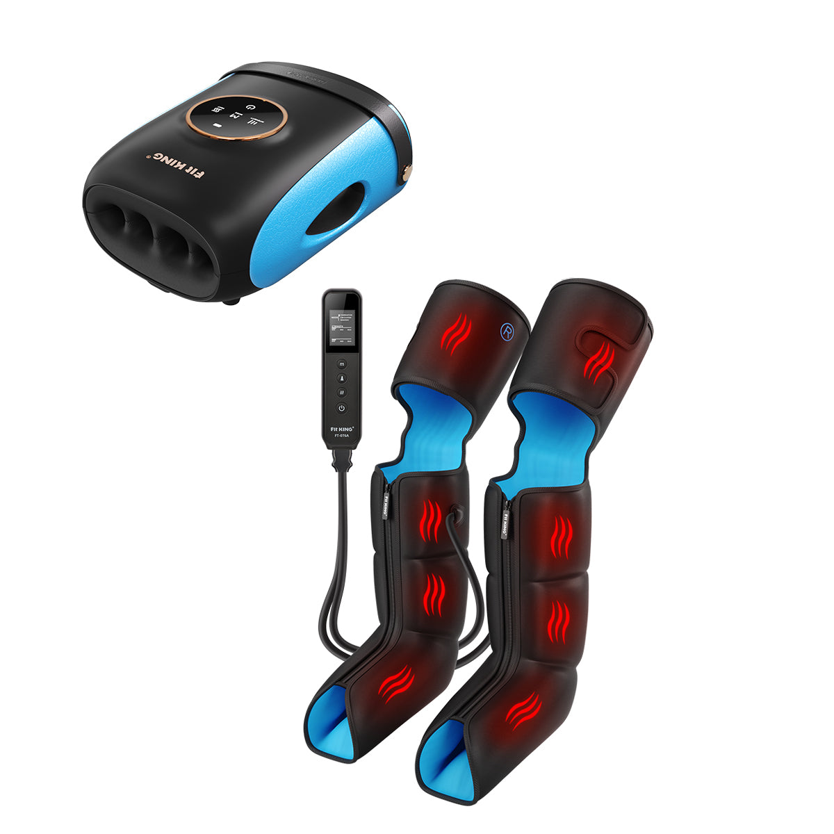 FIT KING Premium Full Leg Massager with Heat FT-076A & Finger and Hand Massager with Heat FT-095H