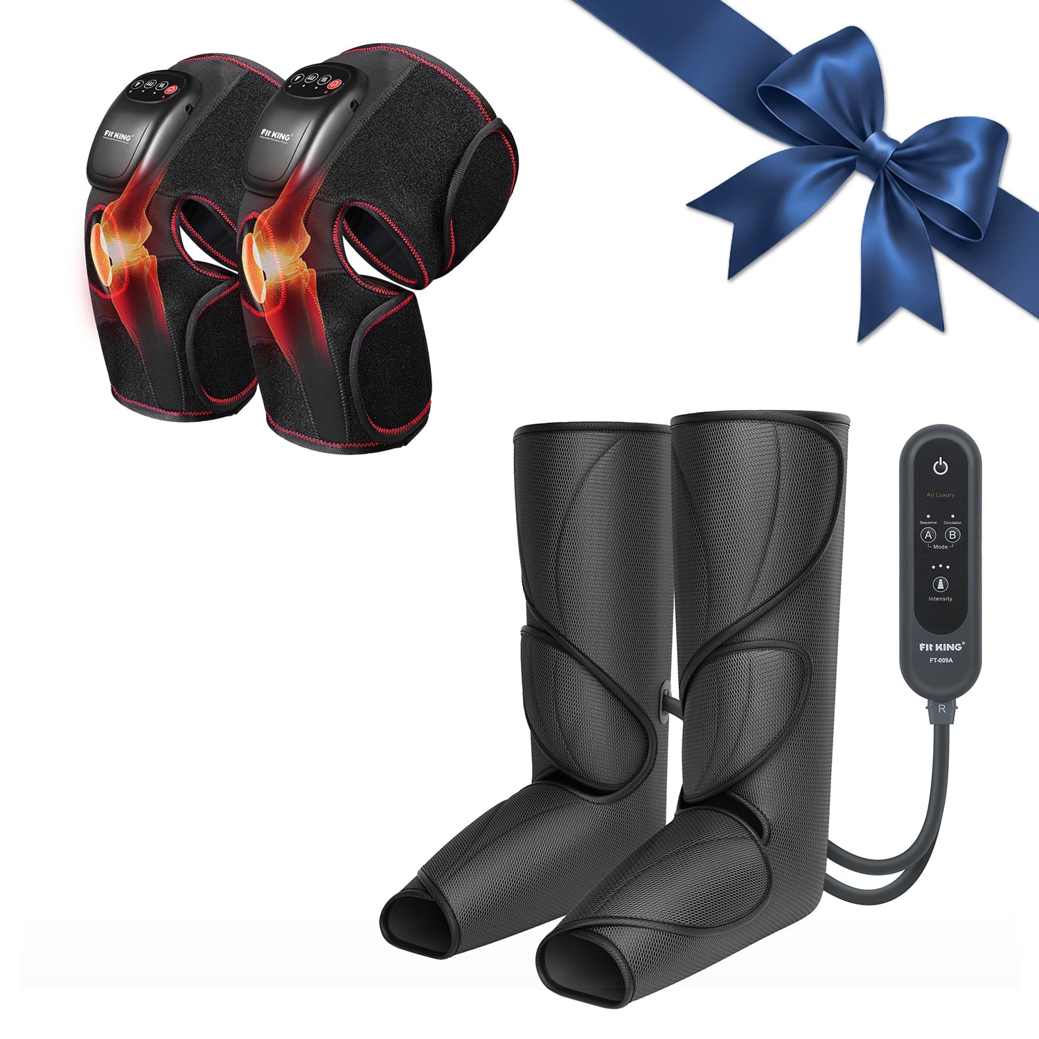FIT KING Advanced Leg & Foot Compression Massager FT-009A & Knee Massager FT-032K