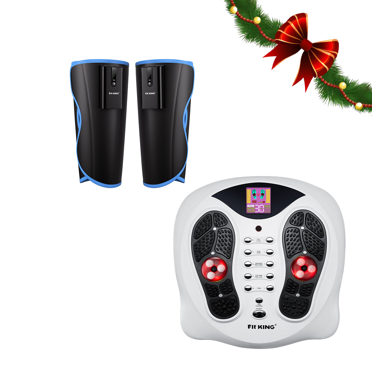 FIT KING Heated & EMS Foot Stimulator FT-036F & Cordless Calf Massager with Heat FT-125A / 126A