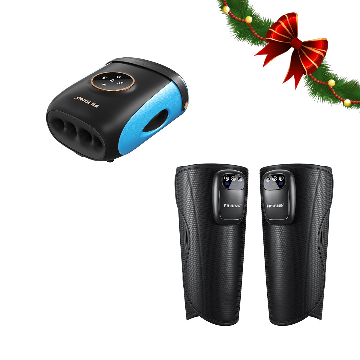 FIT KING Cordless Leg Massager for On-the-Go Relief FT-058A & FIT KING Finger and Hand Massager with Heat FT-095H