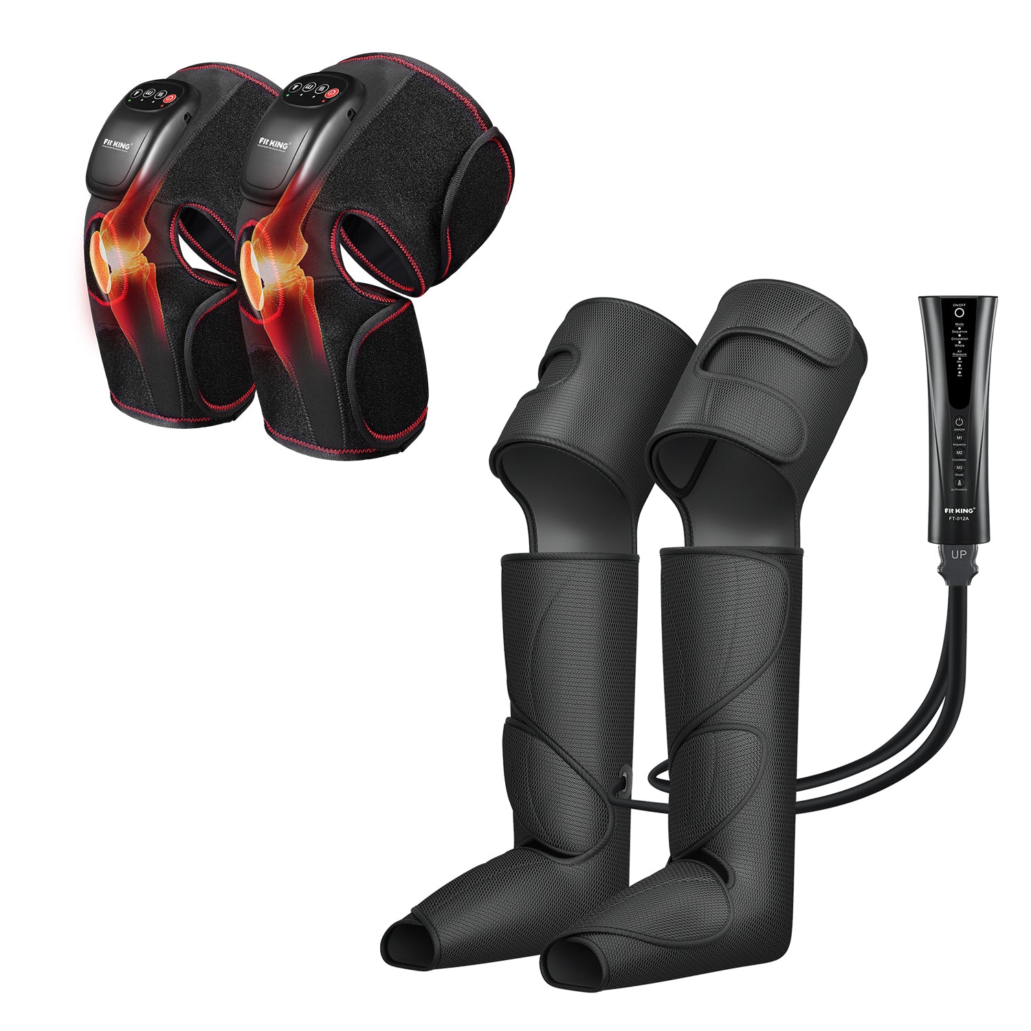FIT KING Full Leg Air Compression Massager FT-012A & Knee Massager FT-032K