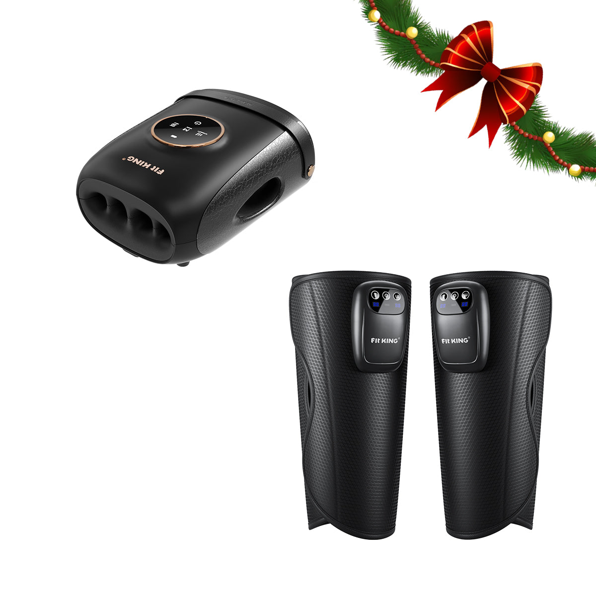 FIT KING Cordless Leg Massager for On-the-Go Relief FT-058A & FIT KING Finger and Hand Massager with Heat FT-095H