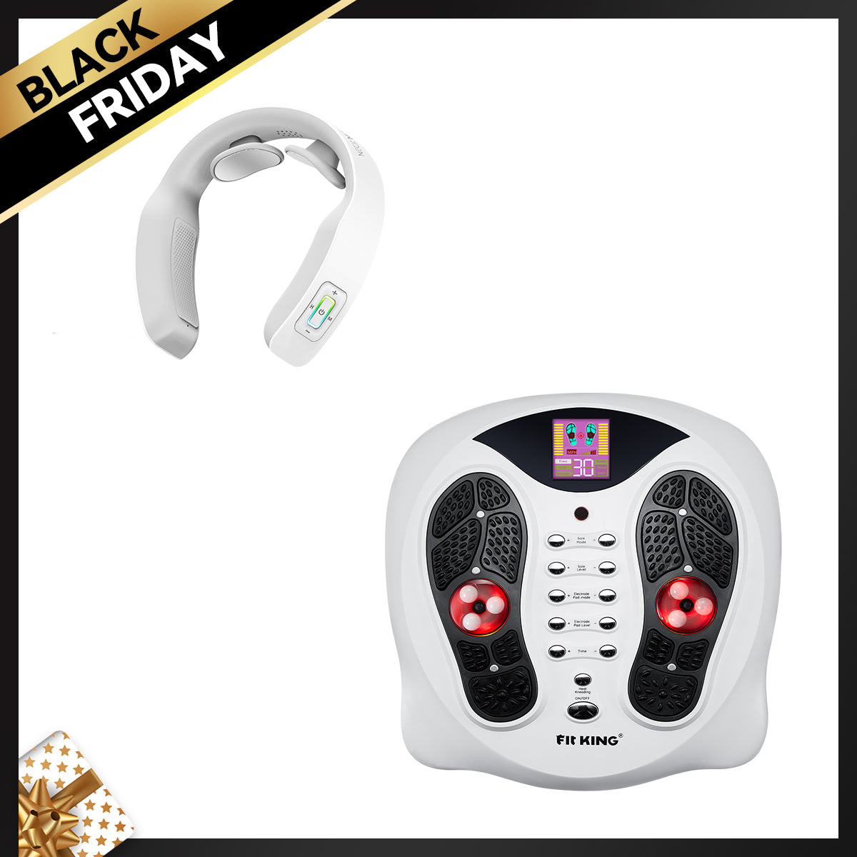 FIT KING Heated & EMS Foot Stimulator FT-036F & Wearable Neck Massager FT-056N