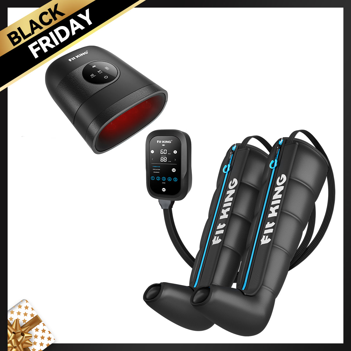 *Newest* FIT KING 5-Zone Faster Recovery System Massager Boots & Hand Massager with Heat Therapy FT-085H