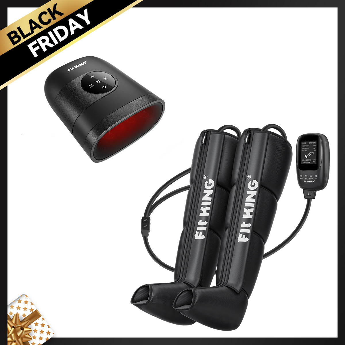 FIT KING Advanced Foot and Leg Air Massage Boots for Revitalized Circulation FT-082A & Hand Massager with Heat Therapy FT-085H