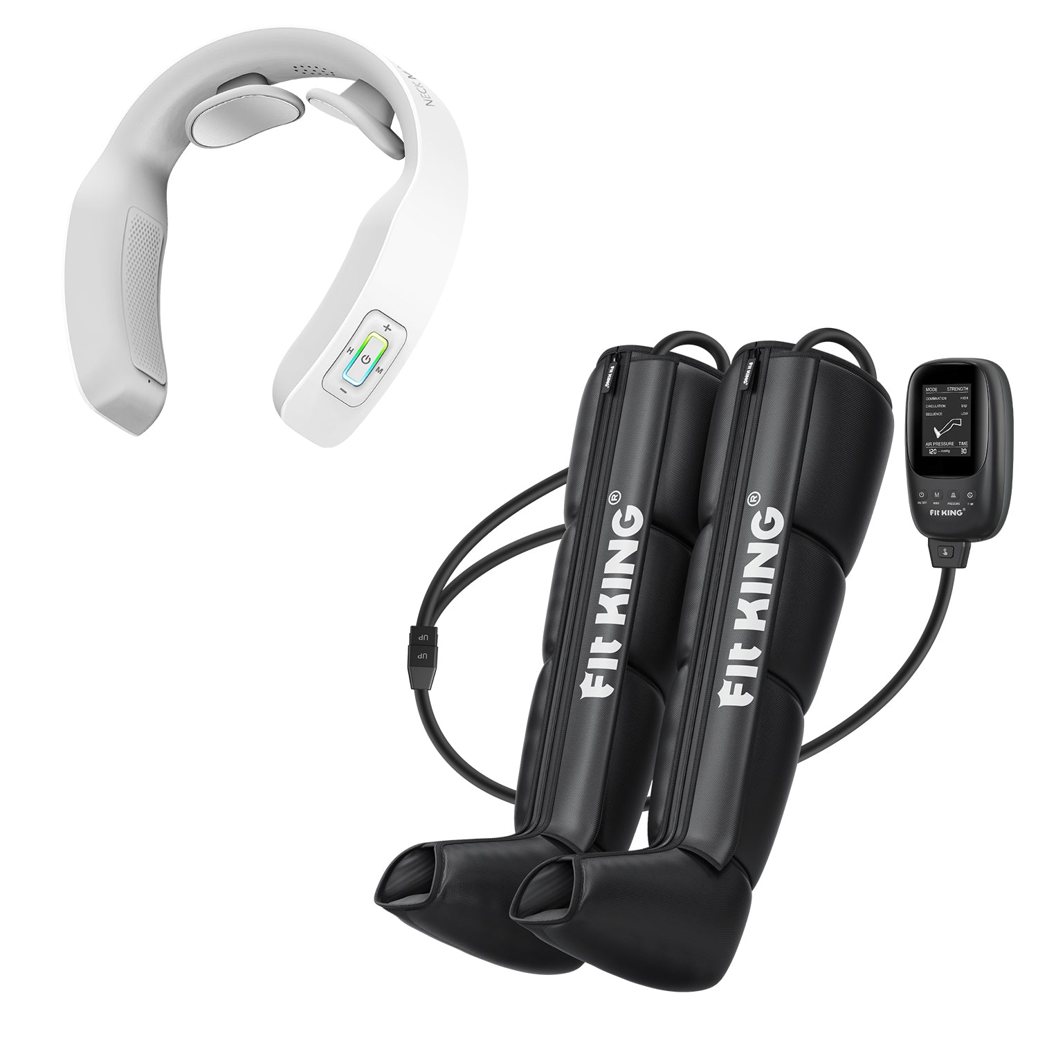 FIT KING Advanced Leg Air Massage Boots FT-082A & Wearable Neck Massager FT-056N