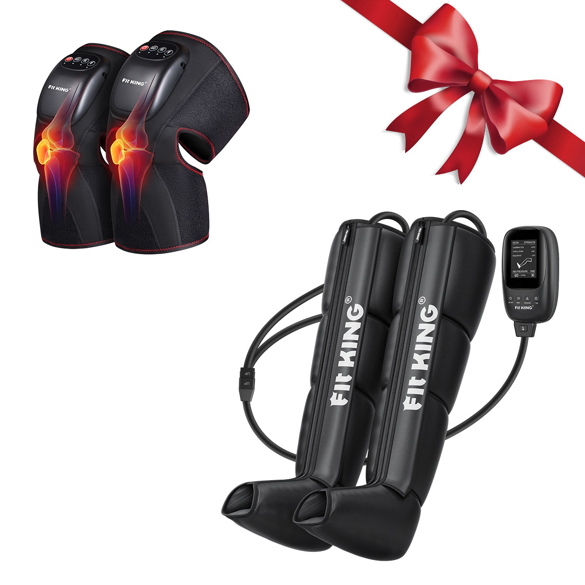 FIT KING Advanced Foot and Leg Air Massage Boots for Revitalized Circulation FT-082A & Knee Massager FT-032K