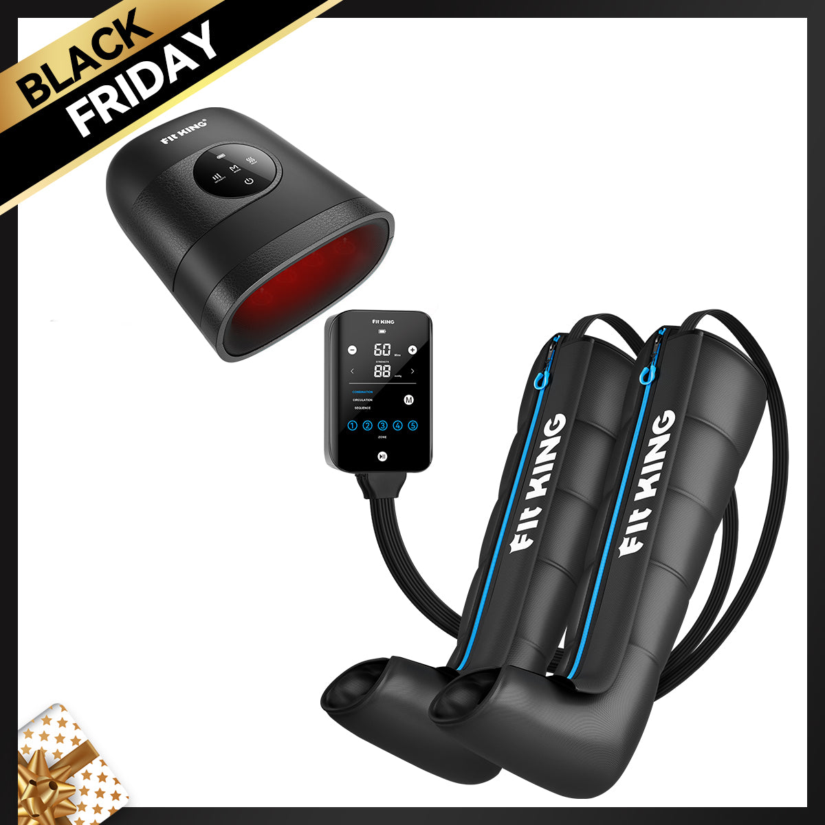 *Newest* FIT KING 5-Zone Faster Recovery System Massager Boots & Hand Massager with Heat Therapy FT-085H