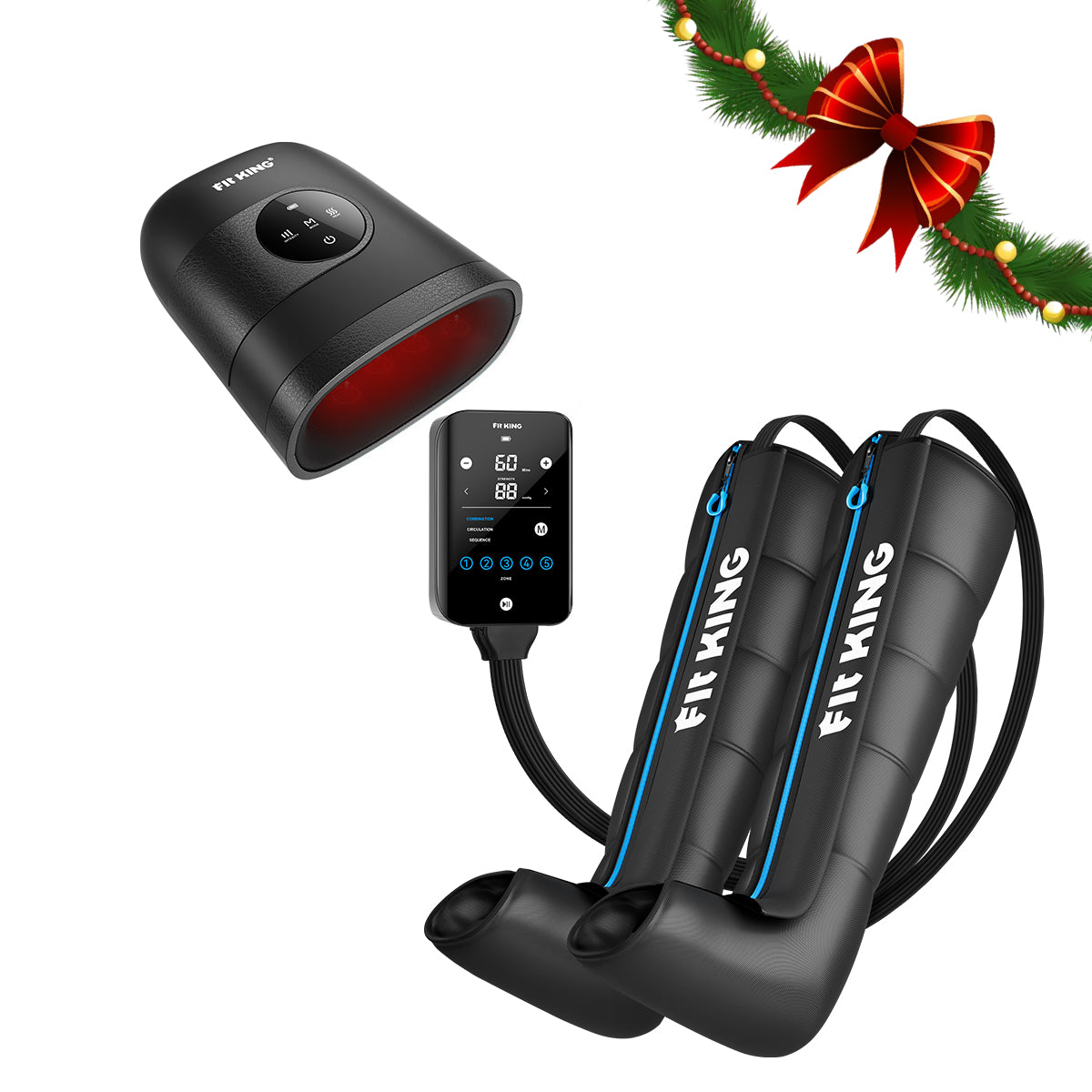 *Newest* FIT KING 5-Zone Faster Recovery System Massager Boots & Hand Massager with Heat Therapy FT-085H