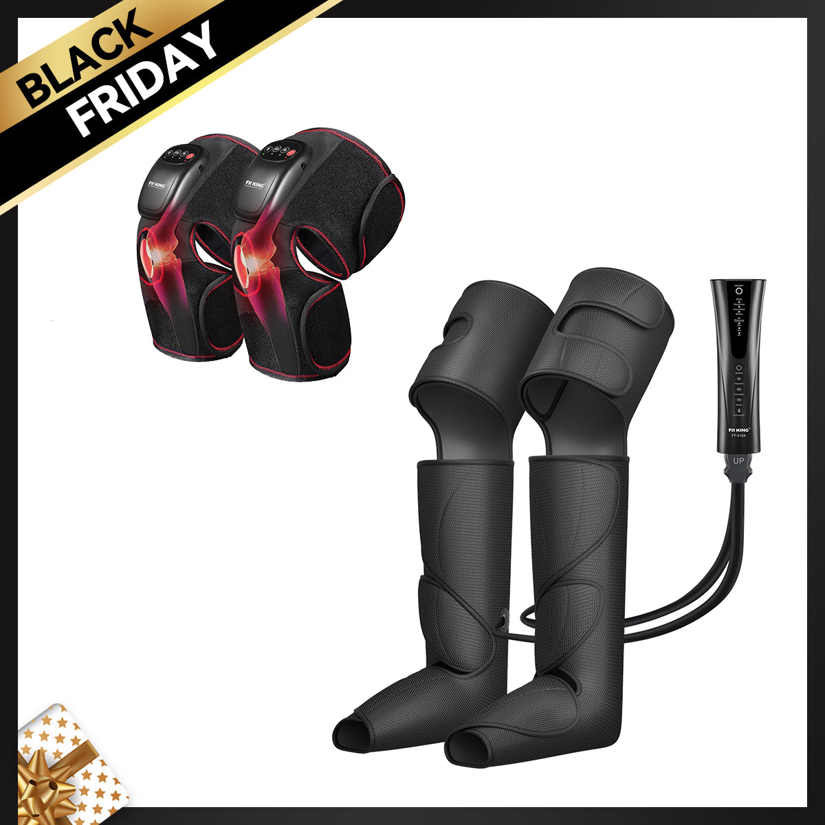 FIT KING Full Leg Air Compression Massager FT-012A & Knee Massager FT-032K