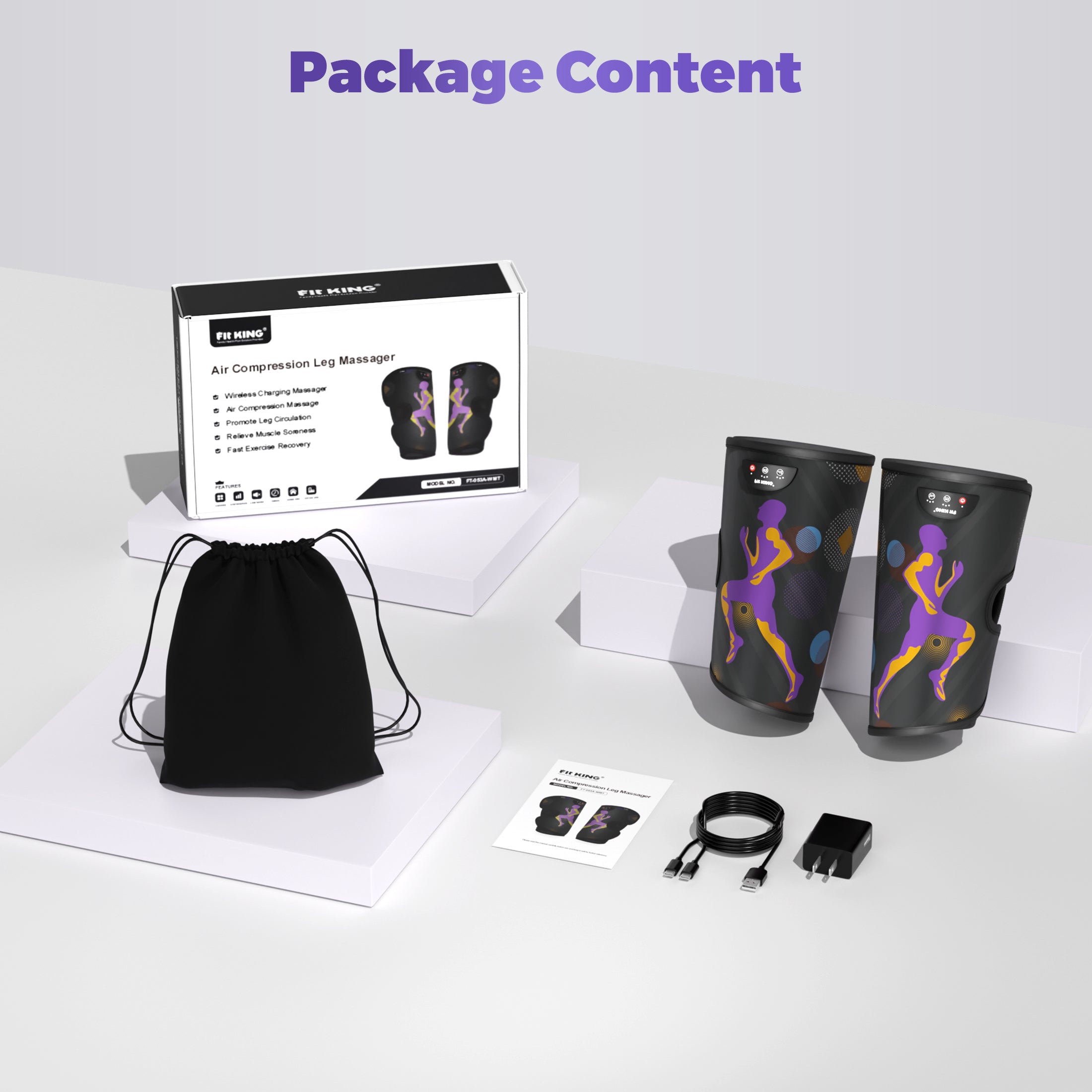 FIT KING Rechargeable Leg Massager with Heat | FT-3151A