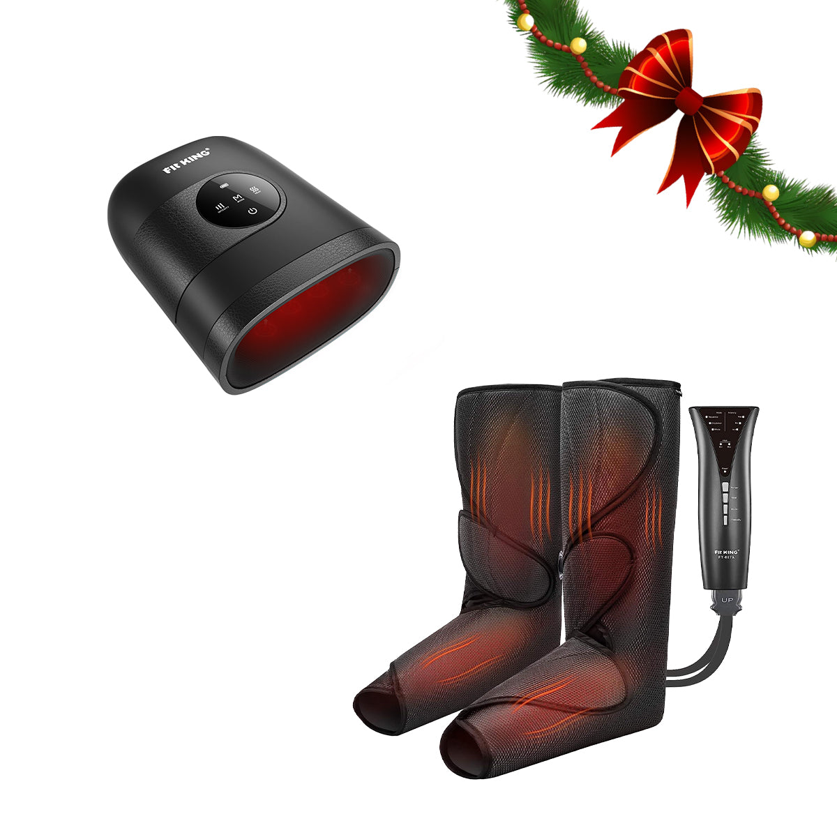 FIT KING Advanced Leg Compression Massager with Heat FT-057A & Hand Massager with Heat FT-085H